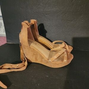 Torrid Tan Studded Platform Wedge Sandals Size 10.5 Wide